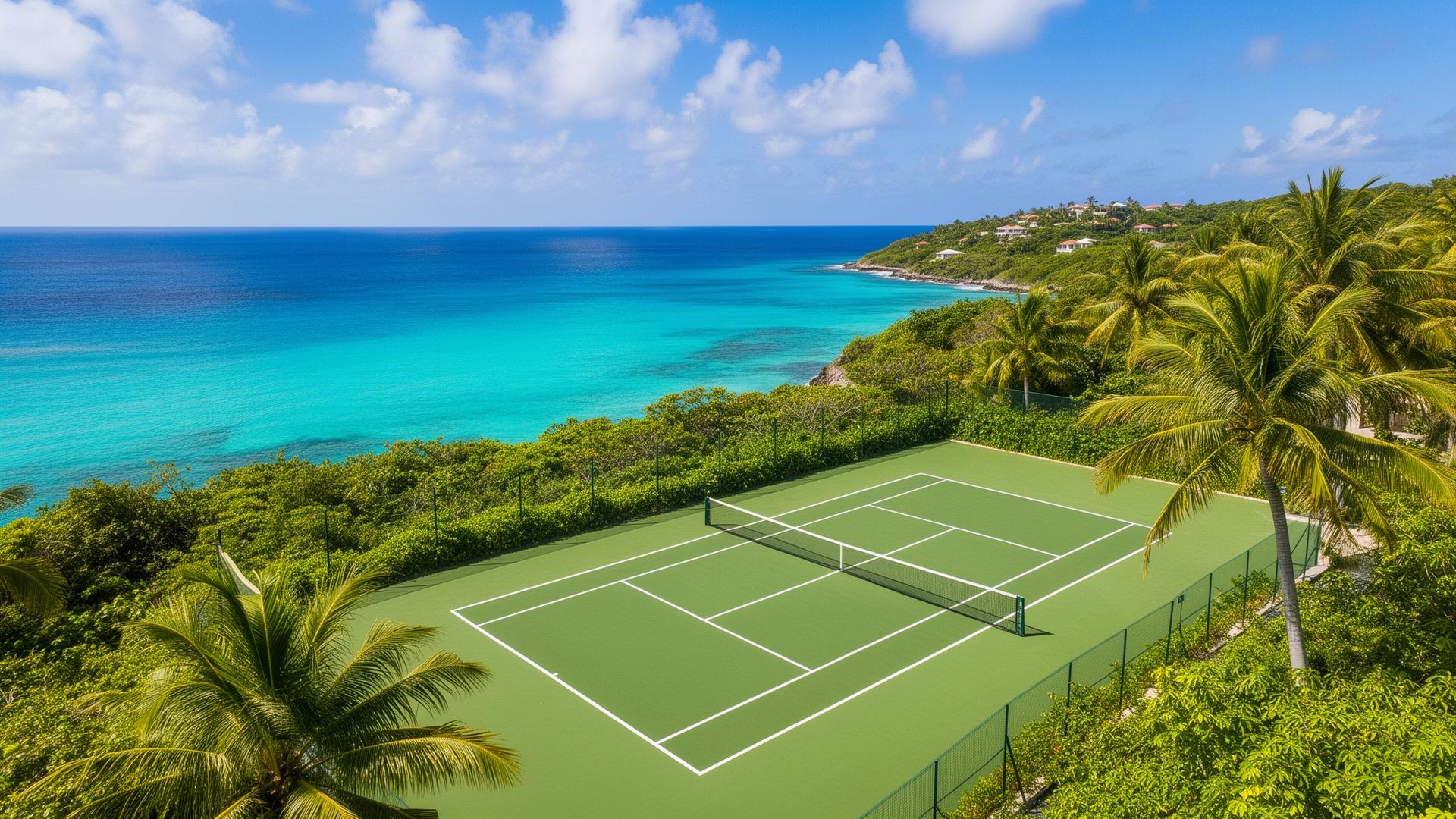 Luxury tennis court in Mustique
